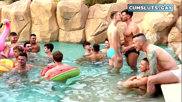 Pool party turns into crazy gay fuck fest! Twink Flynn Felix takes all men, and he is filled up inside and covered with a sticky mess outside and still begging for more!